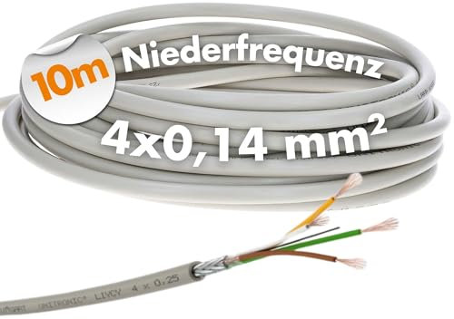 10 Meter Lapp 0034304 LiYCY geschirmte Steuerleitung 4x0,14 mm² I PVC Datenleitung grau I LED Verbindungsleitung I Steuerkabel 4 adrig für Schaltschränke