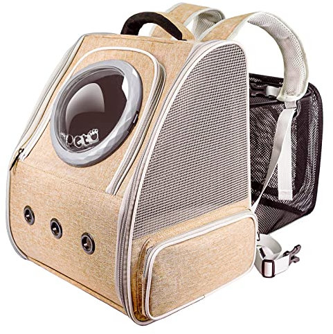 PENCCOR Haustier Erweiterbar Hunde Katzen Rucksack Raumkapsel, Tragbar Transportrucksack Transporttasche für Haustiere Reisen Atmungsaktive Rucksack für große Katzen Kleine Hunde