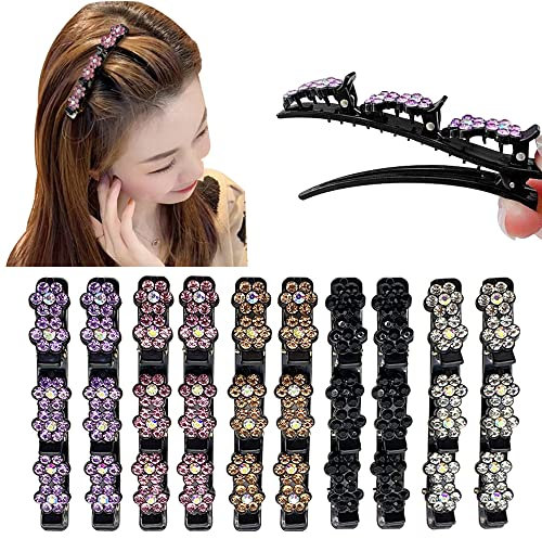 KOEMCY 10 Pièces Barrettes Cheveux Fleur Cristal Strass Pinces Accessoires Coiffure Élégantes Brillantes