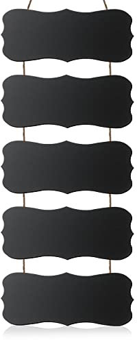 Gerrii 5 Stück doppelseitige hängende Kreidetafel-Schilder aus Holz, radierbar, rustikale Kreidetafel, hängende Schilder, rechteckige Nachricht, Küche, Wanddekoration