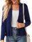 GRACE KARIN Damen Weich Leicht Bolero Modern Schnitt Feingestrickjacke Lange Ärmel Offene Vorderseite Elegant Tunika für Keider Tops XL Dunkelblau