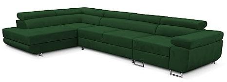 KREATIVE FURNITURE & DESIGN Ecksofa Links 343x88x203 cm - Sofa mit Schlaffunktion - Geräumig Eckcouch - Couch L Form - Wohnlandschaft L-Form Perfekt Für Ihr Zuhause Grün Links