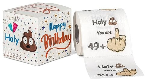 Originelle Lustiges klopapier zum 50. Geburtstag - 49 + 1 - Geburtstag für Frauen & Männer - Dekoration 50. Geburtstag mit Verpackung - Scherzartikel - 1 Rolle mit je 250 Blatt weich 3lagig