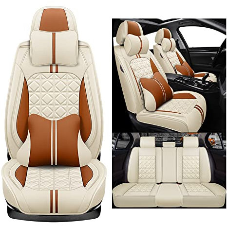 nenyan Autositzbezüge Komplett Set Universal in Premium Design | Schonbezüge für die Vordersitze & Rückbank | Auto Sitzbezüge Airbag Geeignet | Wasserdicht Sitzbezug - Orange Luxus