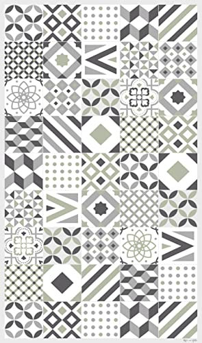 DobleUve Estudio Alfombra Vinílica Hidráulica 18 | Verde | 47x80 cm | Lavable Antideslizante Para Cocina | Terraza Exterior | Vinilo Para Salón