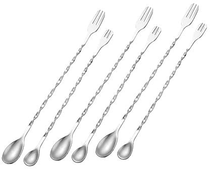 HOMSFOU Stylish Stainless Steel Stirring Spoons Piece Set for Home Tableware for Parties Cocktails