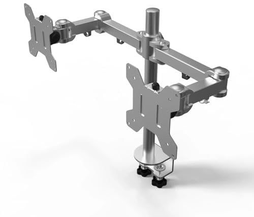 Allcam MDM12A Dual Monitor Arm Stand w/Desk Mount Clamp & Grommet, Heavy-duty for 19-30 LCD/LED up to 10Kg in Silver