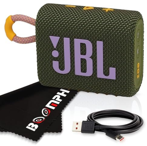 Boomph On-The-Go Kit: J L Go 3 Altavoz inalámbrico Bluetooth portátil, IP67 impermeable y a prueba de polvo, batería incorporada, verde