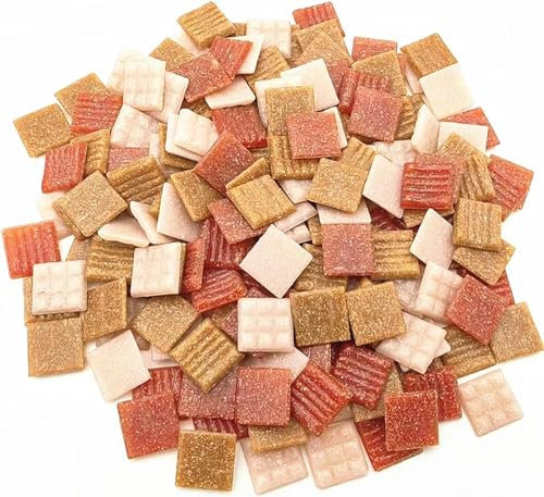 Quarz-Mosaikfliesen,500g, 2 cm, mehrfarbige Mosaiksteine, Steine für DIY-Mosaikherstellung, Handwerk, Hobby, Kunst, Heimdekoration (Mix Orange)