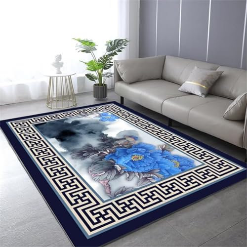 GX-YJX Alfombra Infantil Lavable En Lavadora Azul 80X120Cm