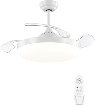 AUTODAY Retrattile Ventilatore da soffitto con luce 36W LED Invisibile Ventilatore soffitto dimmerabile diametro 108cm reversibili motore DC 30W Telecomando con funzione memoria 6 velocità