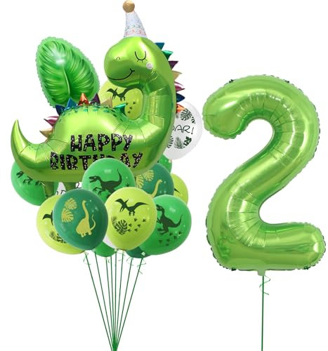 23 Stück Dino Luftballon,Dino Geburtstag Deko 2 Jahre,Dschungel Deko 2. Geburtstag Junge,Dino Deko Kindergeburtstag Luftballons,Ballon 2 Geburtstag Deko,Folienballon 2 für Waldtiere Party Dekoration