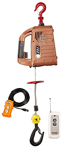 VNNHGB Tragbarer elektrischer Hebelift 1500 W, Kabelsteuerung/60 m-Fernbedienung mit Überlastschutz, elektrischer Hebelift für Garagenlager, braun, 100 kg (25 m)