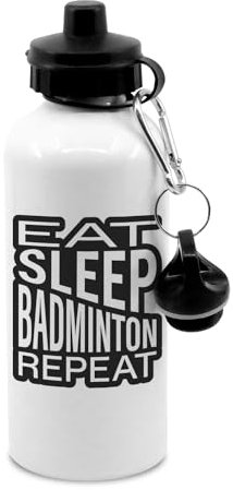Eat sleep badminton repeat water bottle with clip, drinks bottle, water, hydrate, drinks cup, badminton, racket sports
