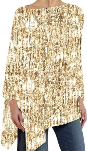 Modeschmuck Set Damen Baumwolle Solide Lose Taschen T Shirt Blusen Tops Top Damen Große Größen (Gold, XXL)