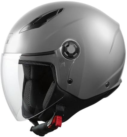 Casco MPH Moto Demi Jet Scooter Star Grigio Opaco Visiera Lunga Grey Matt Taglia XS