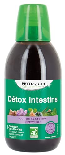 PHYTO-ACTIF | Cocktail Détox Intestins | Complément alimentaire Détox | Soutient le Système Intestinal | Favorise le Transit & la Digestion | Formule Bio | Synergie de 8 plantes | 500 ml