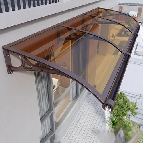 Türüberdachung Für Den Außenbereich,Braune,Moderne Polycarbonat-Abdeckung,Markise,Terrasse,Veranda,Markise Mit Großer Dachrinne,Leise Erweiterbar,Geeignet Für Draußen (60x130cm/24x51in,C)