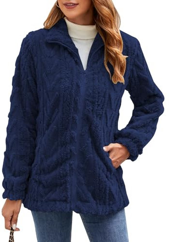 Zetieny Felpa Donna con Cappuccio Cappotto in Pile Invernale Zip Teddy Giacca Leggero Hoodie Manica Lunga Felpa Autunno Invernale Sweatshirt Cardigan Casual Outwear con Tasche