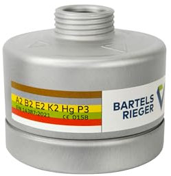 BartelsRieger Kombinationsfilter BR ABEK2HgP3, ABEK-Filter Schutzklasse A2B2E2K2HgP3, DIN-zertifizierter Atemschutzfilter gegen Gase, Dämpfe & Partikel für Industrie, Chemie, Handwerk