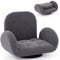 COSTWAY Folding Sofa Chair, Lazy Floor Sofa Bed with Adjustable Backrest and Armrests, Single Padded Lounge Sleeper Recliner Floor Chair Seat for Meditation Gaming Reading (with Swivel Base, Grey)