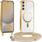 Kokio Coque pour Samsung Galaxy S24 FE 5G avec Cordon, Etui à Transparente Housse Compatible avec MagSafe, Doux TPU Protection Coque pour avec Bandoulière Lanière Réglable Collier, Or