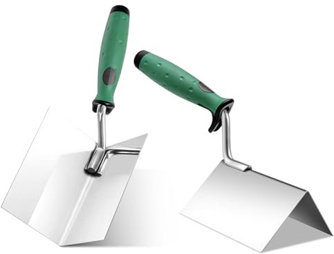 WIYETY 2 x Eckenkelle Rostfreie 80 x 60 mm: Eckenkelle Rostfreie Eckkelle für Gipsarbeiten, Teilig Eckenkelle, Außeneckenkelle, Stuckateur und Eckenspachtel mit Softgriff, Grün