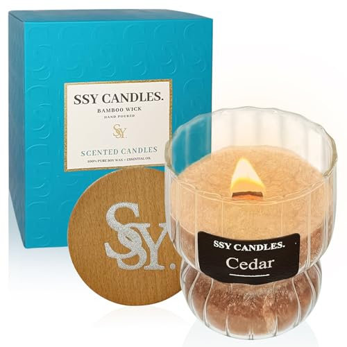 Candela profumata in bicchiere/candele in bicchiere/cedaro/stoppino di legno/ghiaccio cracking texture/spezie selezionate/cera di soia naturale/durata fino a 40+ ore