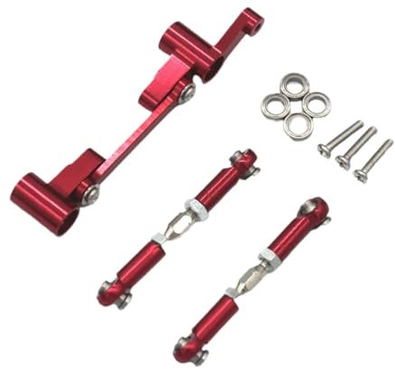 Für Mjx Für 14210 14209 1/14 RC 4WD Fernbedienung Auto Fernbedienung Metall Upgrade Teile Lenkung Montage Lenkstange Steuerung Zubehör RC Zubehör(Red)