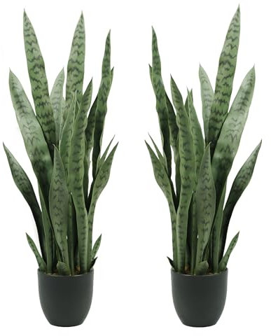 Solution4Patio - Pianta artificiale Sansevieria Trifasciata Prain da 0,9 m, pianta tropicale finta serpente, realistica, per soggiorno, casa, bar o ufficio, decorazione per interni ed esterni