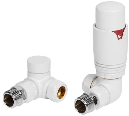 Lux Heat Corner White Thermostatic Radiator Valve (TRV) Set