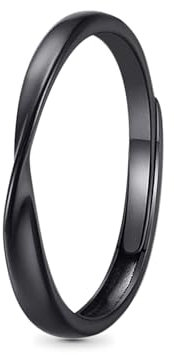 GNOCE Ring Mobius Weißer Damenring 925 Sterlingsilber Ring Paar Vorschlag Verlobungsring Ehering Schwarz Beziehung Fingerring Eröffnungsring für Liebhaber Geschenk (Herrenring)