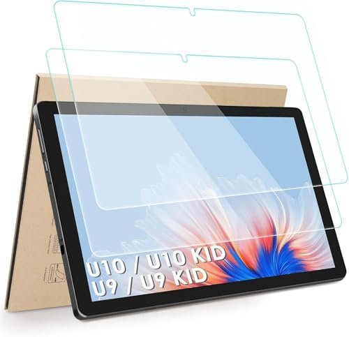 GOZOPO Displayschutzfolie für DOOGEE U10 Tablet 10,1 Zoll / U9 / U9 KID/ T10 10,1 Zoll / T10 Pro, gehärtete Glasfolie, einfache Installation, 2 Stück