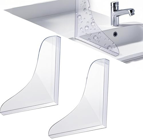 XDGBGFN 2Pcs Bath Shower Splash Guards Clear Acrylic Self-Adhesive Shower Corner Water Guard 8.3 * 7.3 In for Bathtub, Kitchen, Washbasin