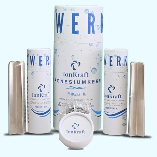 2 núcleos de magnesio Premium – Activador de hidrógeno que hace agua alcalina, pH 9, ORP – 450 | Soporta suplementos nutricionales | Efecto antioxidación y desintoxicación no produce magnesio