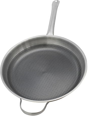Elo 3583226 Poêle acier inoxydable 18/10, poêle sans PFAS, poêle antiadhésive, poêle induction, revêtement antiadhésif minéral sans PFAS, Acier inoxydable 18/10, Acier inox, Aluminium, Gris alu, 32 cm