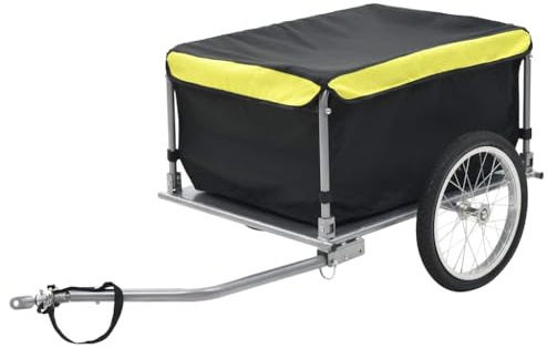 SKM Fahrradanhänger Schwarz und Gelb 65 kg,Sportartikel,Outdoor-Aktivitäten,Radsport,Fahrradzubehör,Fahrradanhänger,Schwarz,11.17KG,91684