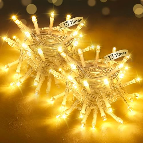 btfarm 3M 30 LED Lichterkette Batterie mit Timer, 2Modi Lichterkette Klein | 2 Stück, Innen Draht, Batteriebetrieben, Wasserdicht, für Weihnachten Zimmer Party Hochzeit Garten Halloween, Warmweiß