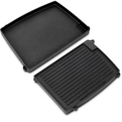 Uniflasy Gusseisen Grillplatte für Enders Urban und Explorer, 32 x 24 cm | Guss-Wendeplatte 1/2 Grillfläche, Grillpfanne Plancha 2075, Nicht Urban II/Explorer II