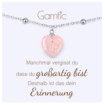 Pendentif en pierre précieuse en forme de cœur pour femme - Pierre naturelle quartz rose améthyste obsidienne cristal collier femme en acier inoxydable durable imperméable chaîne argent 45-50 cm