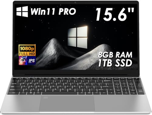 Kayoote PC Portatile 15.6 Pollici Celeron N5205U (fino a 2.9GHz) Laptop 8GB RAM 1TB SSD Win11 Pro IPS FHD 1920×1080 Notebook con, WIFI6, BT5.2, USB3.0, HDMI, Tastiera Retroilluminata