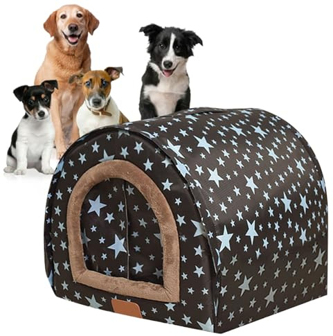 Hundehütte - Winterfestes Haus, dicke Polsterung außen, beheizbar, Stoffbezug mit Reißverschluss, zuverlässige und wasserfeste isolierte Hundehütte | Warmes und sicheres Bett, abnehmbar und waschbar