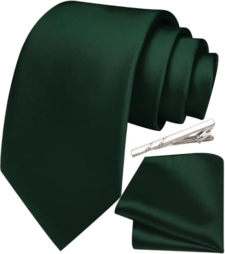 Ailisus Krawatte Herren Klassisch Einfarbige Krawatten und Einstecktuch Krawattenklammer Set Für Hochzeit Party Business 3PCS