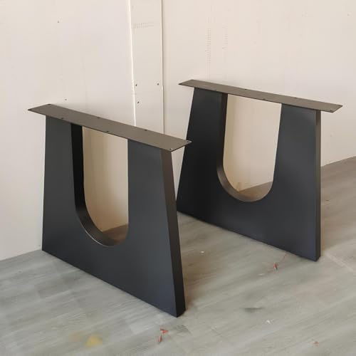 WATAOW Große Esstisch Füße, 70cm 2er-Pack, U-förmige Schwarze Metall Schreibtisch Beine, Individualisierbar Möbelstützen für Wohnzimmer, Terrasse, Küche(70x70cm/28x28in)