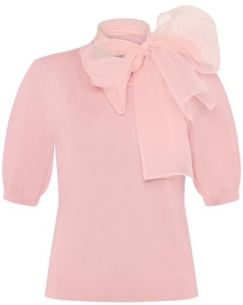 zero Damen Kurzarmpullover mit Schleife 38, Bridal Rose