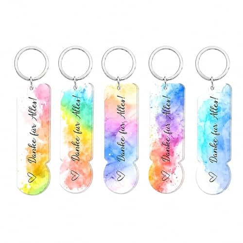 ARYIMYDP Einkaufswagenchip Schlüsselanhänger, 5 Stück Acryl Einkaufswagenlöser, Einkaufschip für Supermarkt Einkaufswagen Alltag abnehmbar leicht Einkaufswagenöffner Schlüsselbund