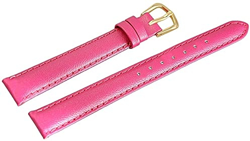 Excellanc-Uhrenarmband Ersatz Echt Leder Stegbreite 12-14 mm Dornschließe (Stegbreite: 12 mm, pink)