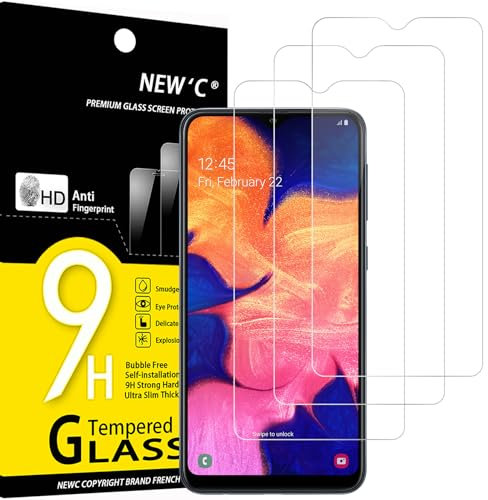 NEW'C Lot de 3, Verre Trempé pour Samsung Galaxy A10, A10s, M10, Film Protection écran efficace contre les Rayures - sans Bulles - Ultra Résistant (0,33mm HD Ultra Transparent) Dureté 9H Glass