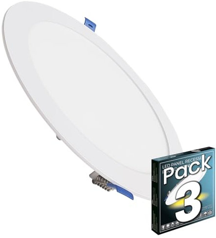 LED ATOMANT Pack 3x Downlight LED Panel Extraplano Redondo 220mm 20W, 1800 lumenes, Color Luz Neutra (4500K), Corte estandar 200mm, Driver incluido