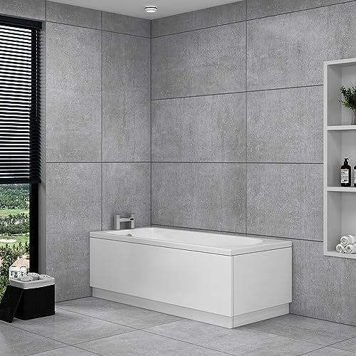 1500 x 700mm Designer Single Ended Bathtub Acrylic Bathroom Curved White Soaking Bath Tub - Breeze